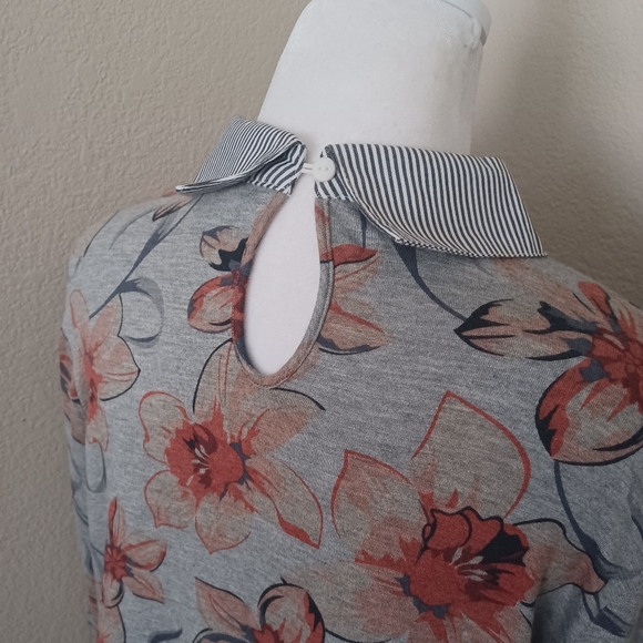 Zac & Rachel Gray Floral Print Layered Look Shirt XL Long Sleeve Collard… - Picture 6 of 14